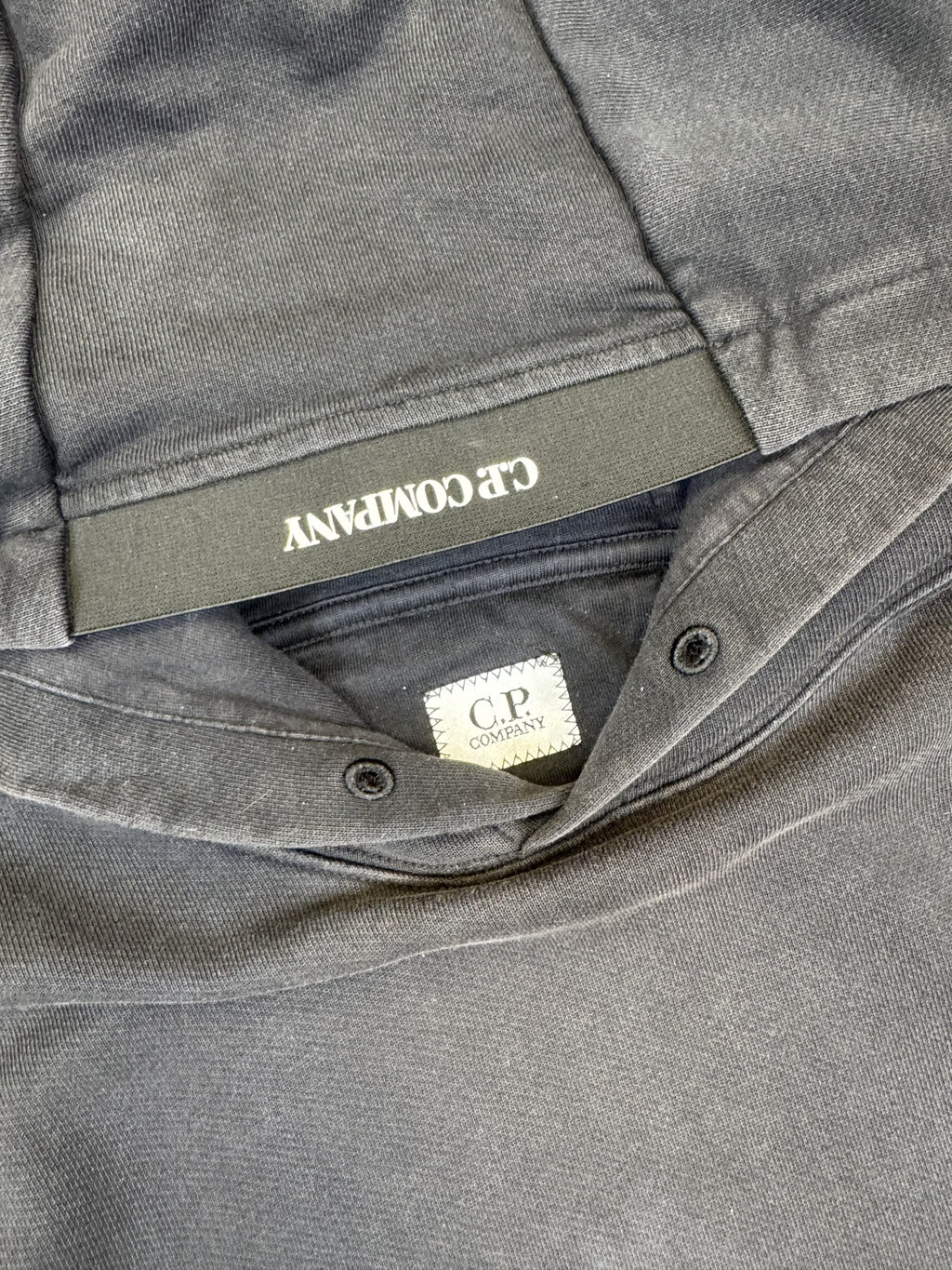 C.P. Company Navy Diagonal Raised Fleece Lens Hoodie - XL