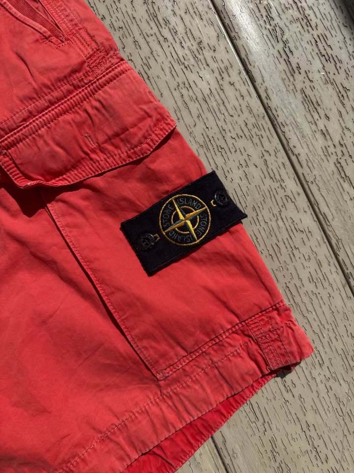 Red Stone Island Cargo Shorts