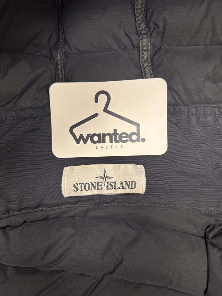 Black Stone Island Loom Woven Down Chambers Stretch Nylon-TC Puffer Coat