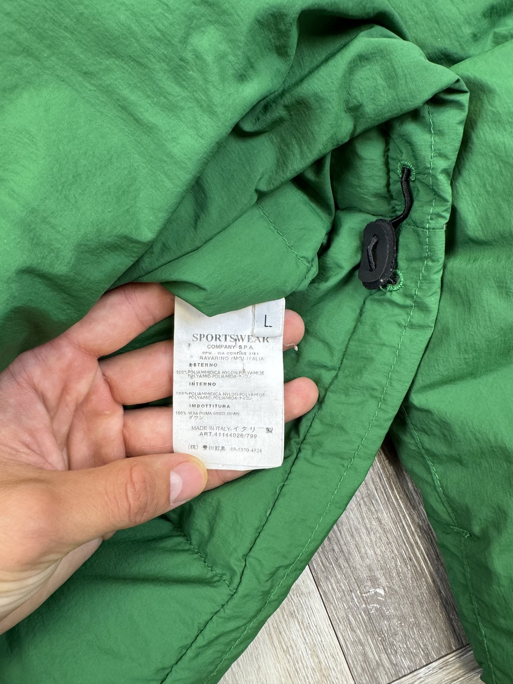 Stone Island Denims Vintage AW04 Green Nylon Goose Down Jacket - Large