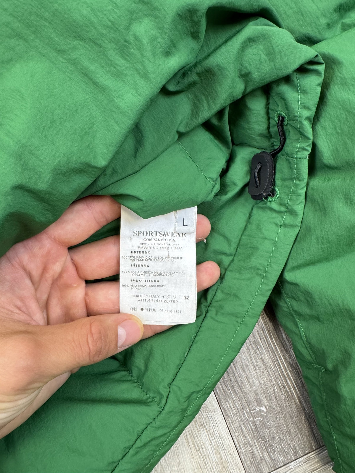Stone Island Denims Vintage AW04 Green Nylon Goose Down Jacket - Large
