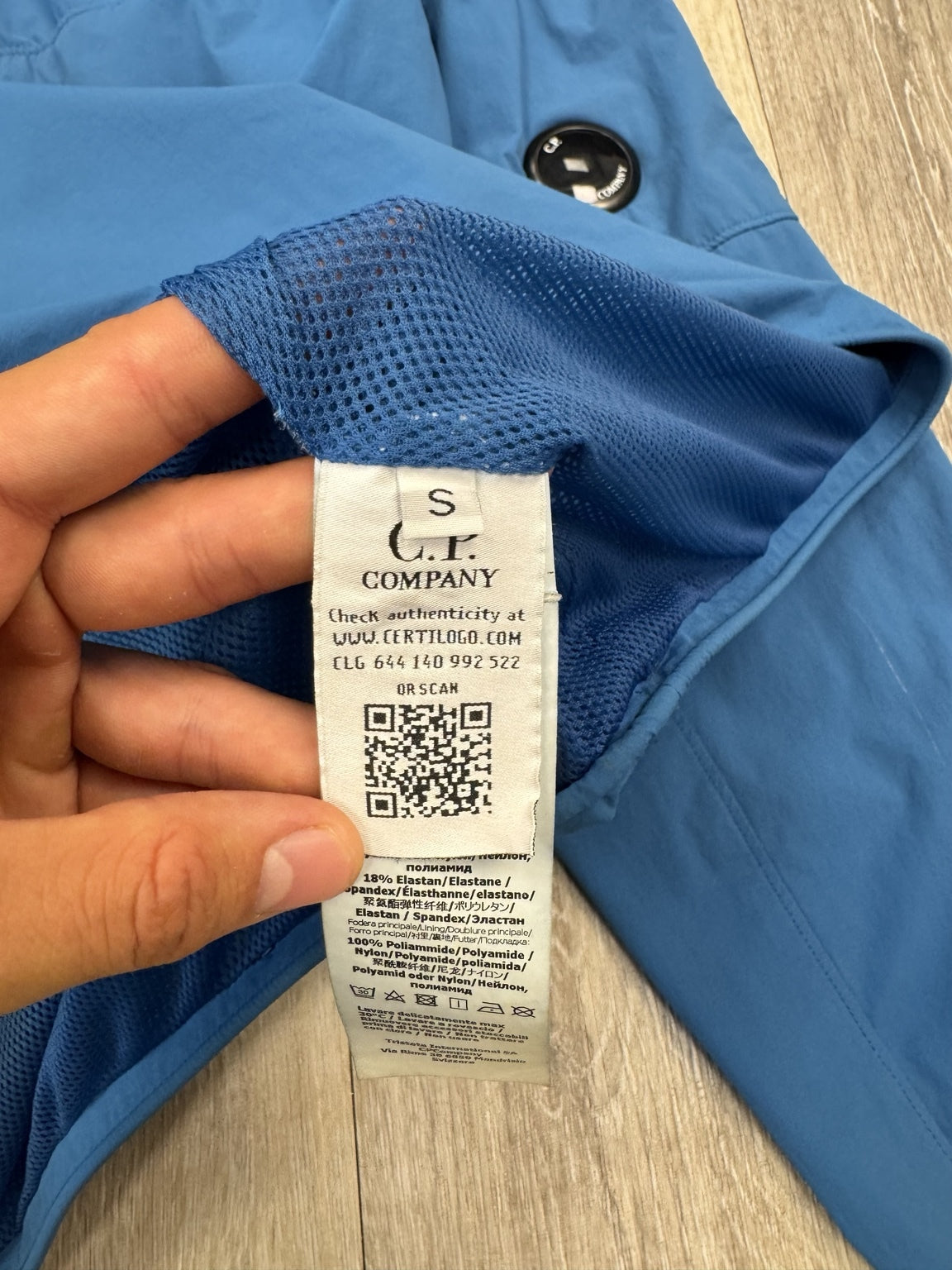 C.P. Company Blue Stretch Nylon Lens Hooded Smock - Small