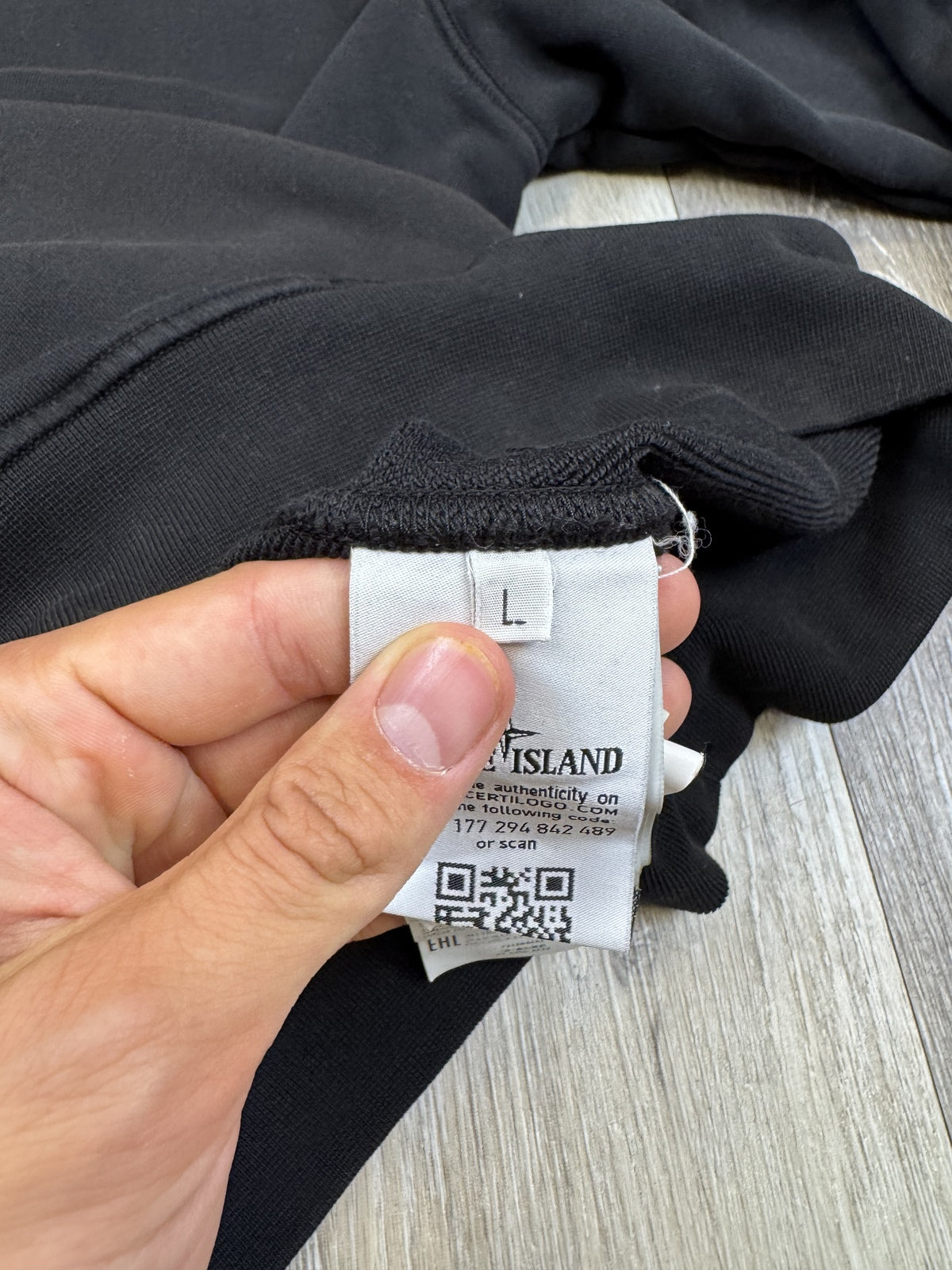 Stone Island Black SS20 Garment-Dyed Cotton Fleece Hoodie - Large