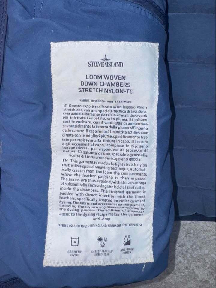 Stone Island Loom Woven Down Chambers Stretch Nylon-TC puffer jacket in blue