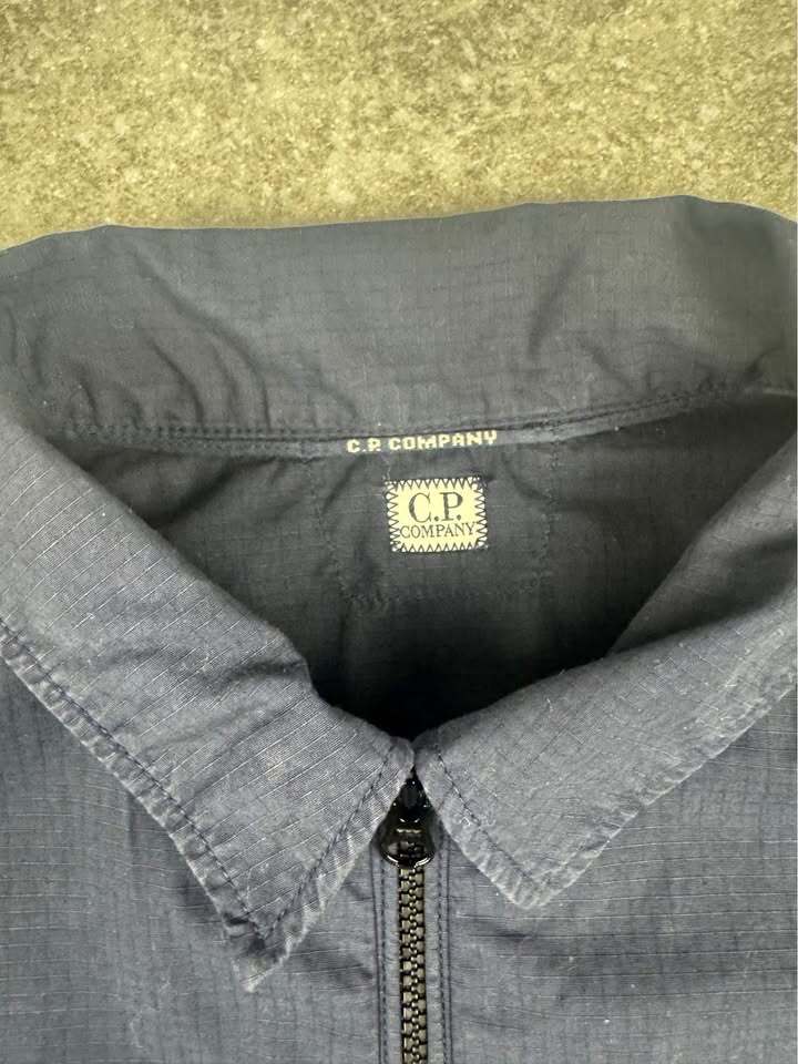 Navy C.P. Company Ripstop Quarter-Zip Lens Overshirt