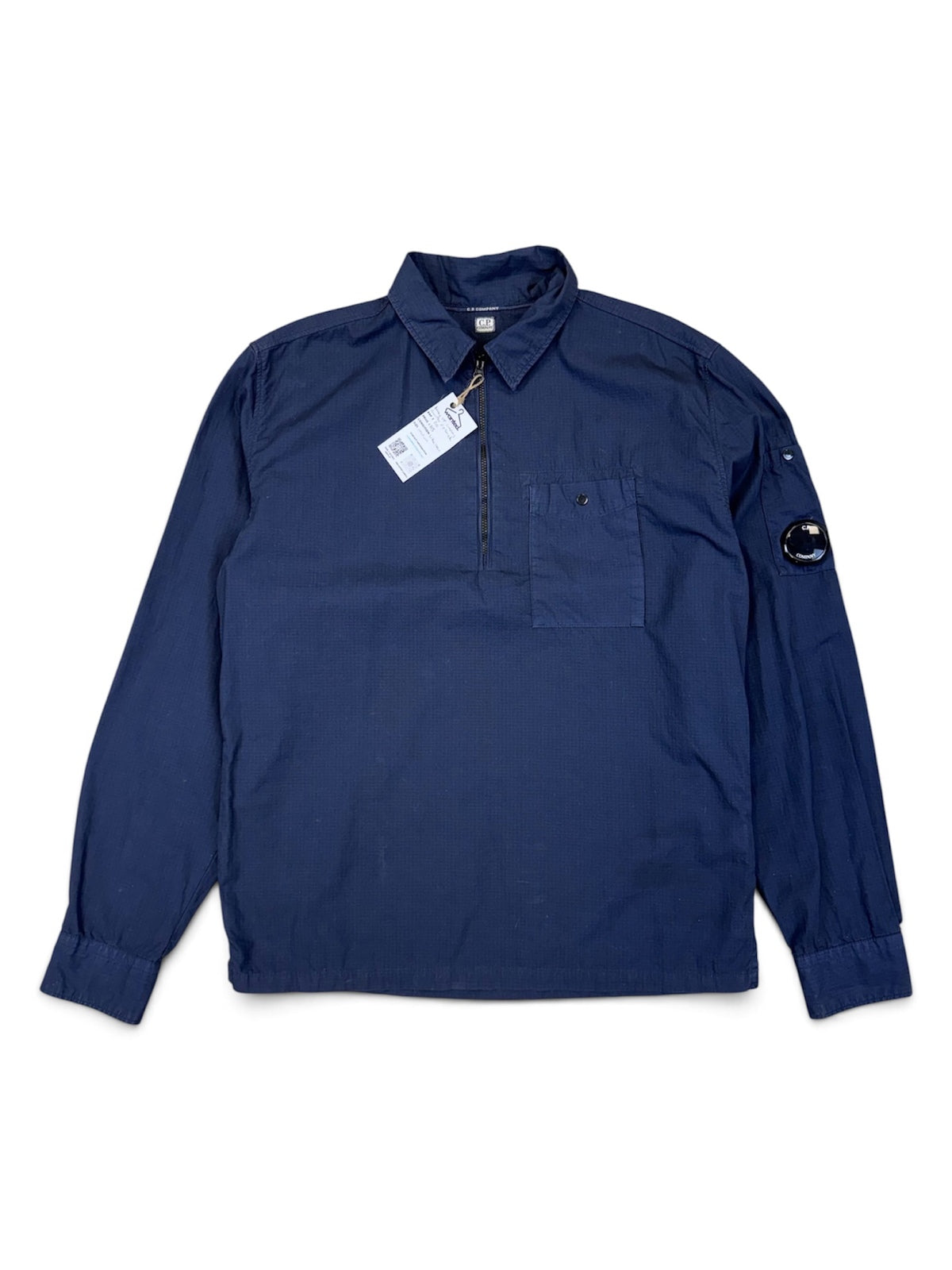 C.P. Company Navy Ripstop Quarter-Zip Lens Overshirt - Medium