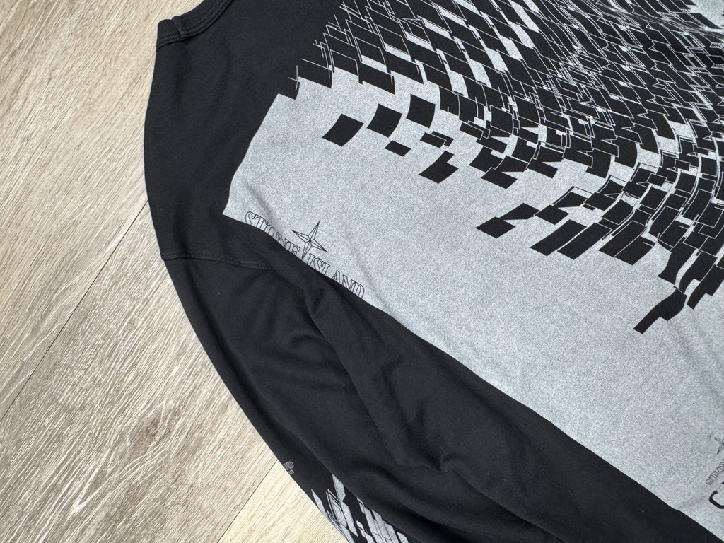Stone Island Shadow Project Black CXADO 7119 Graphic Long-Sleeve T-Shirt - Small