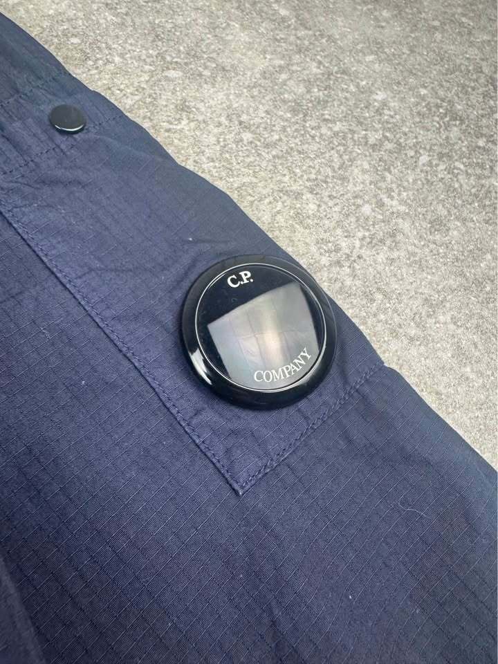 Navy C.P. Company Ripstop Quarter-Zip Lens Overshirt