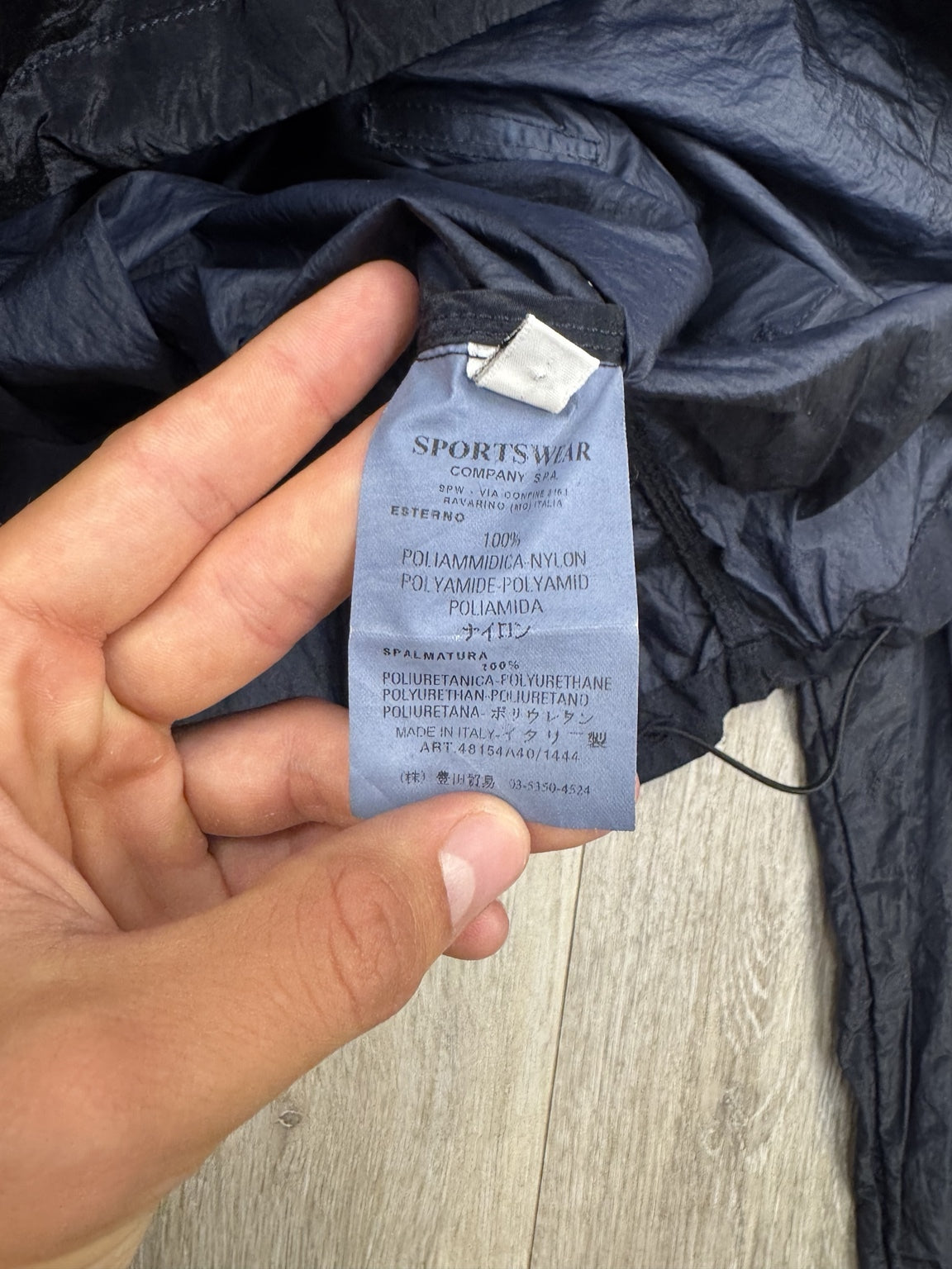 Stone Island Vintage Navy Full Nylon Hooded Jacket - Medium