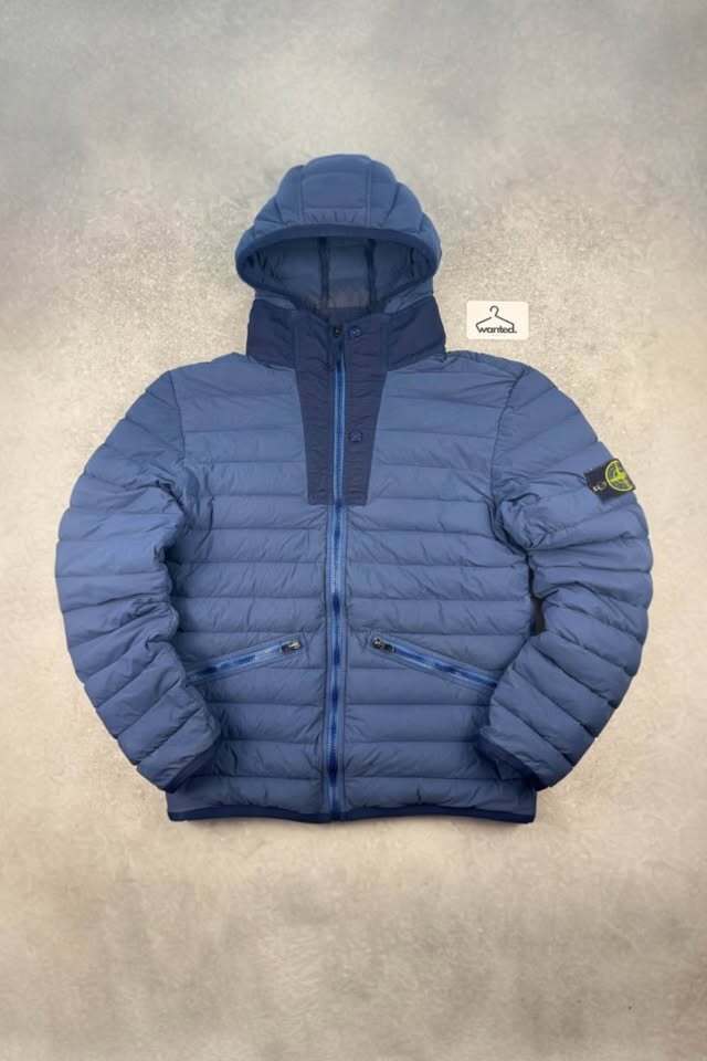 Stone Island Loom Woven Down Chambers Stretch Nylon-TC puffer jacket in blue