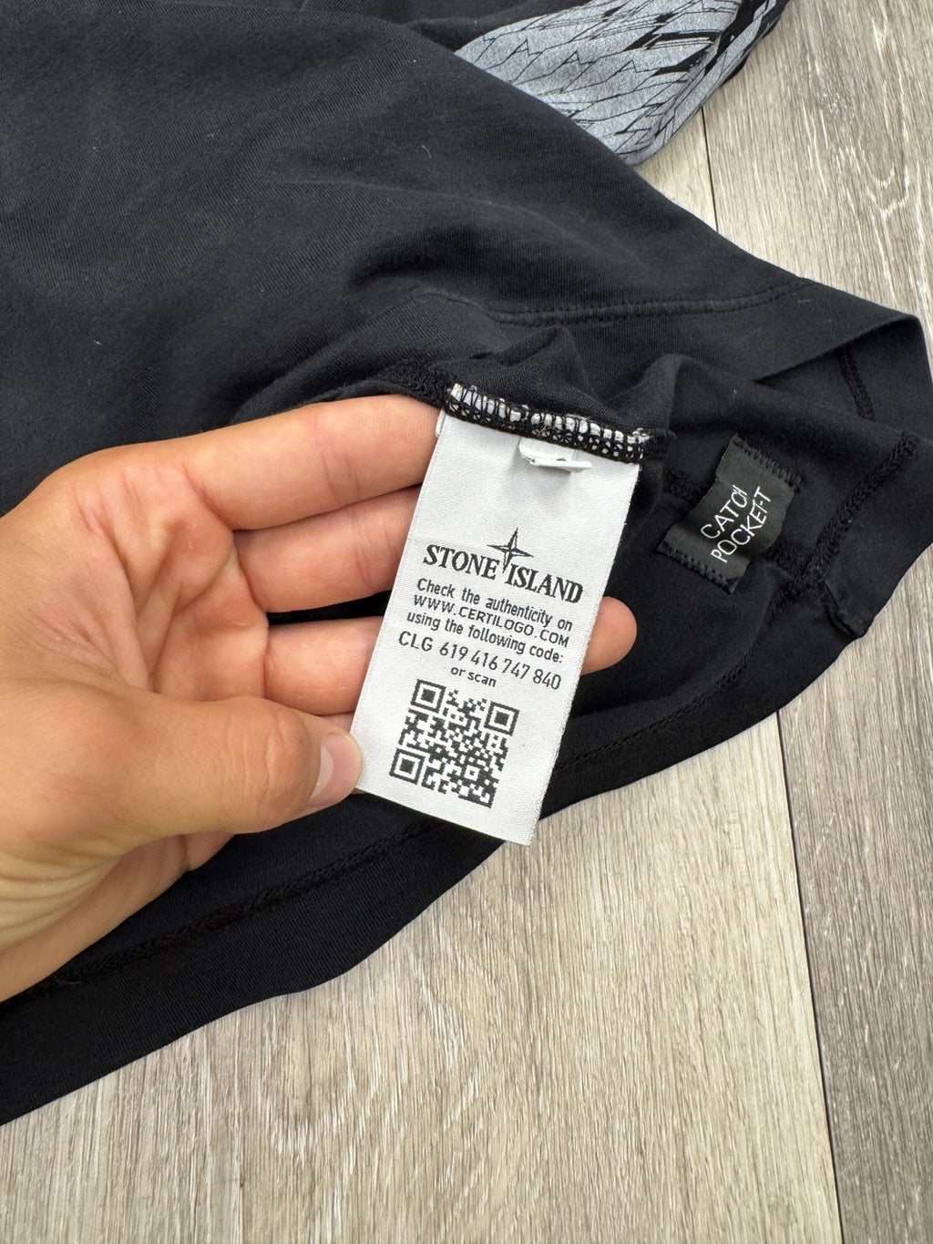 Stone Island Shadow Project Black CXADO 7119 Graphic Long-Sleeve T-Shirt - Small