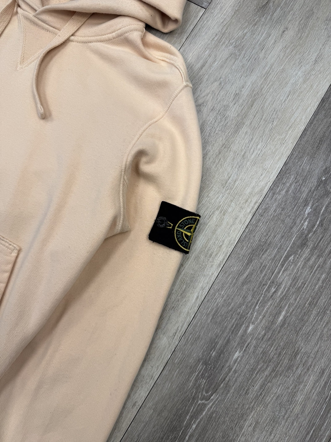 Stone Island Light Pink Garment-Dyed Pullover Hoodie - Small