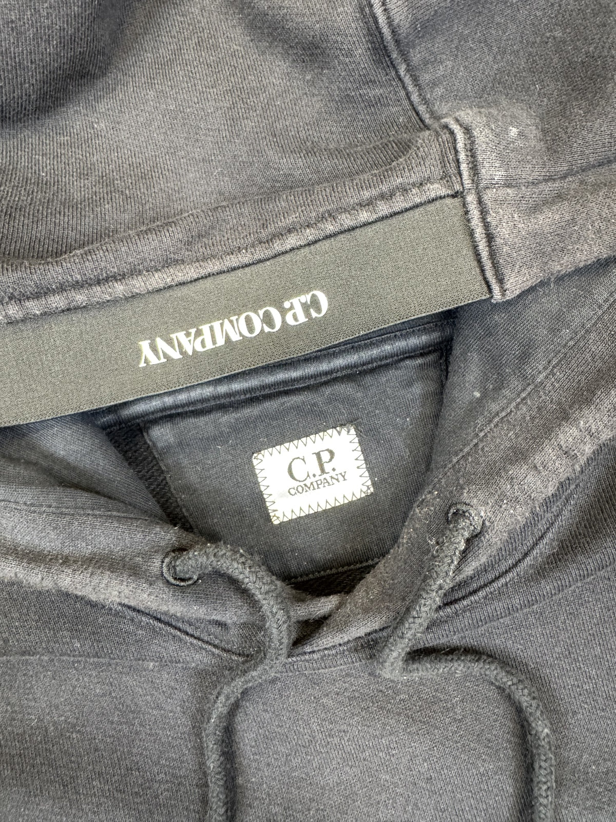 C.P. Company Navy Diagonal Raised Fleece Lens Hoodie - Large