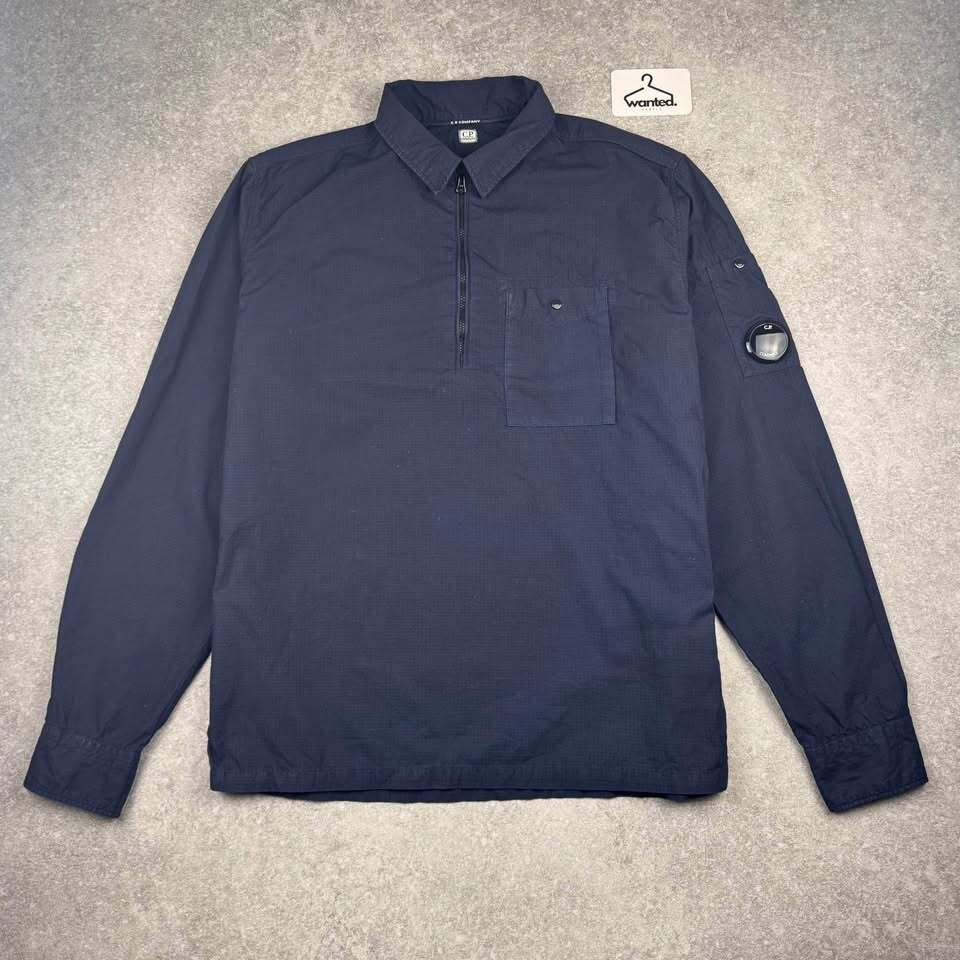 Navy C.P. Company Ripstop Quarter-Zip Lens Overshirt