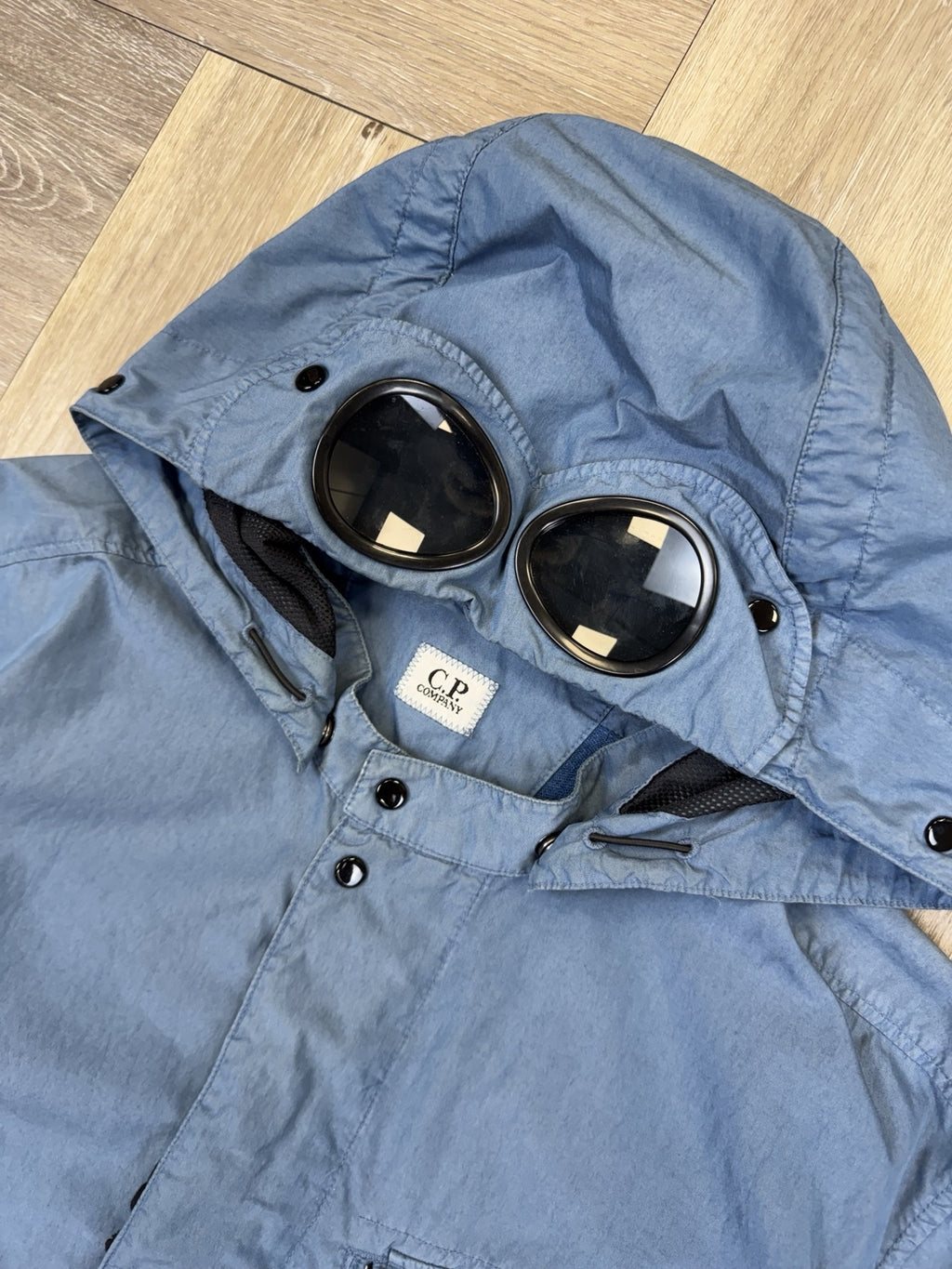 C.P. Company Sky Blue 50 Fili Hooded Goggle Jacket - XL