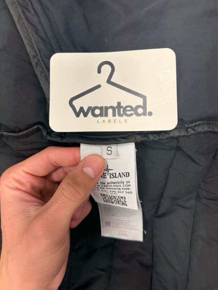 Black Stone Island Loom Woven Down Chambers Stretch Nylon-TC Puffer Coat