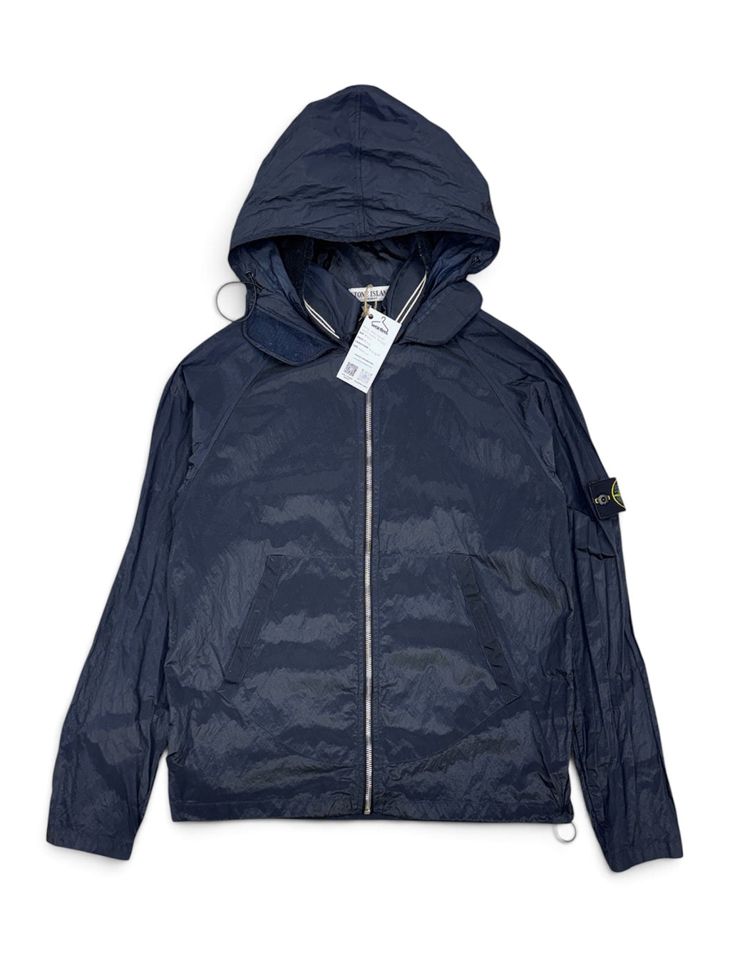 Stone Island Vintage Navy Full Nylon Hooded Jacket - Medium