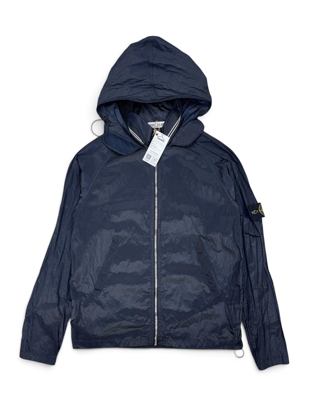 Stone Island Vintage Navy Full Nylon Hooded Jacket - Medium