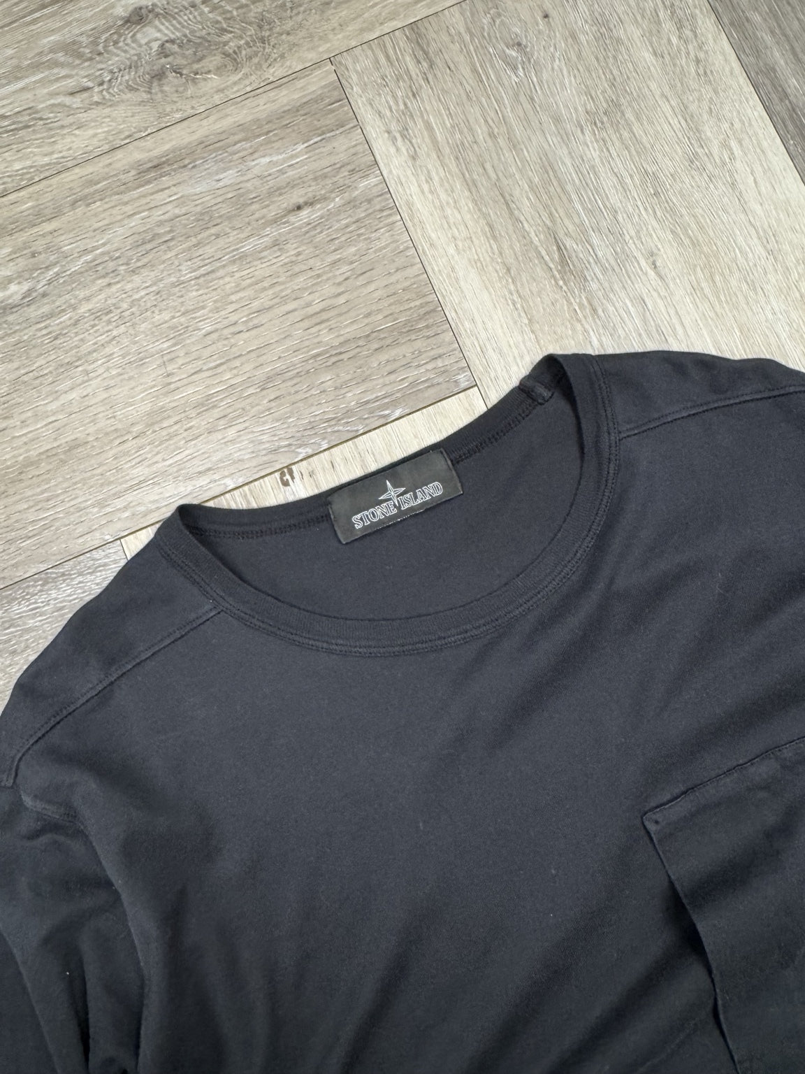 Stone Island Shadow Project Black CXADO 7119 Graphic Long-Sleeve T-Shirt - Small