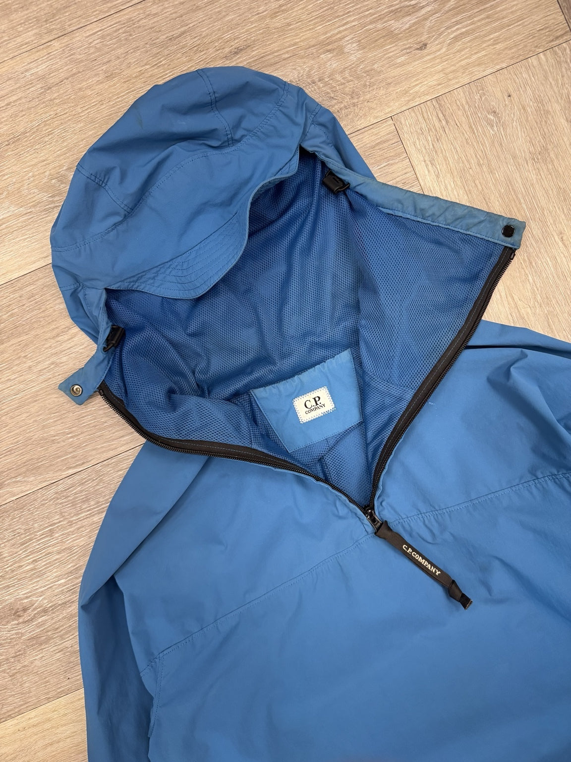 C.P. Company Blue Stretch Nylon Lens Hooded Smock - Small