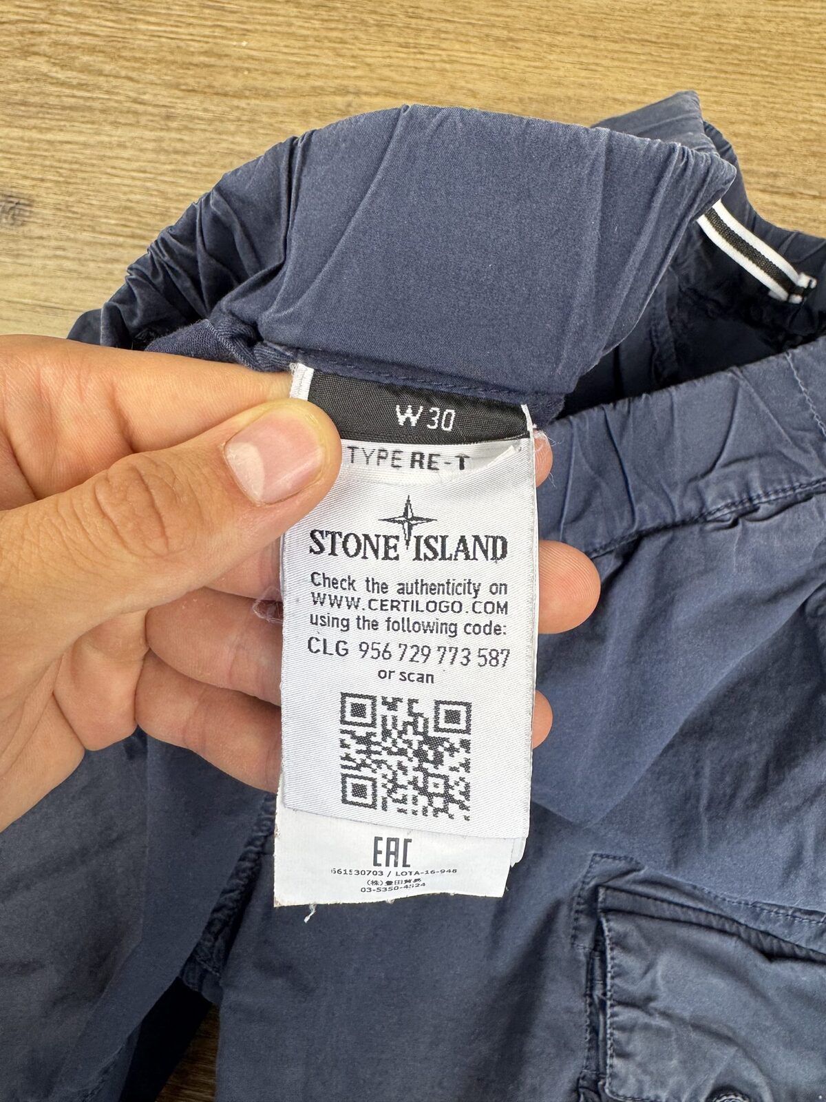 Stone Island Navy Cotton Cargo Joggers (Type RE-T) - W30