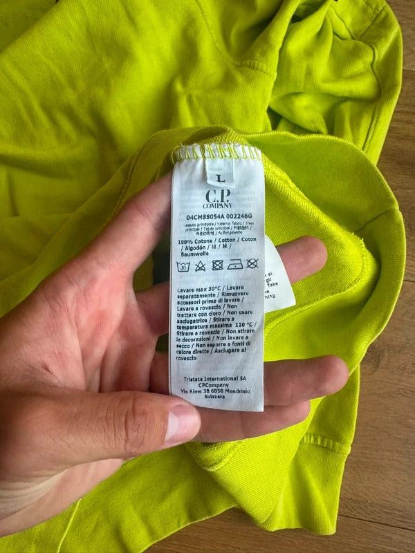 CP Company Quarter Zipped Jumper in Lime Green