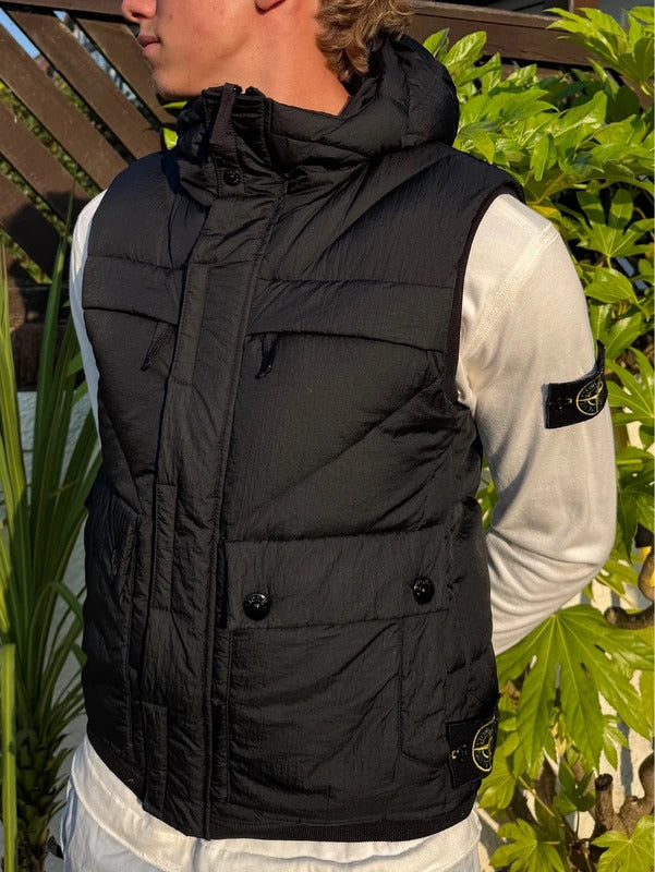 Stone Island Vintage Opaque Nylon Tela Gilet in Black