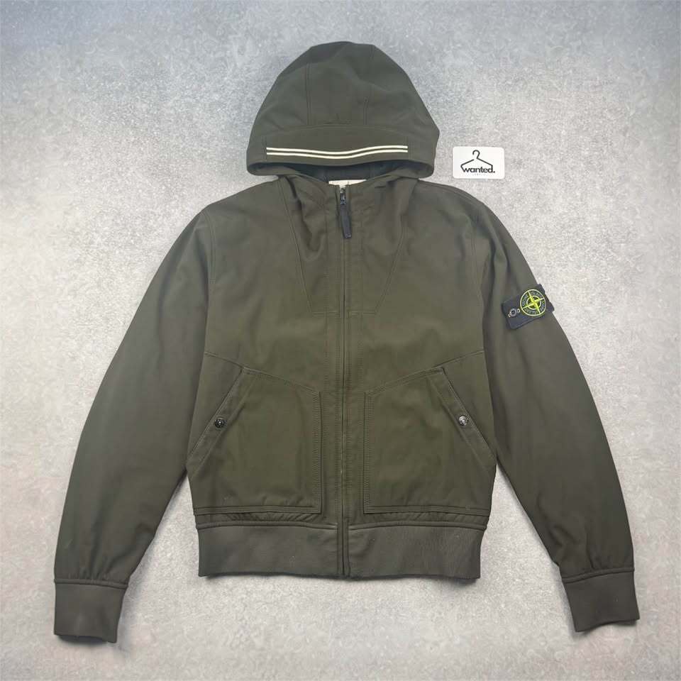 Khaki Stone Island Soft Shell-R Hooded Jacket