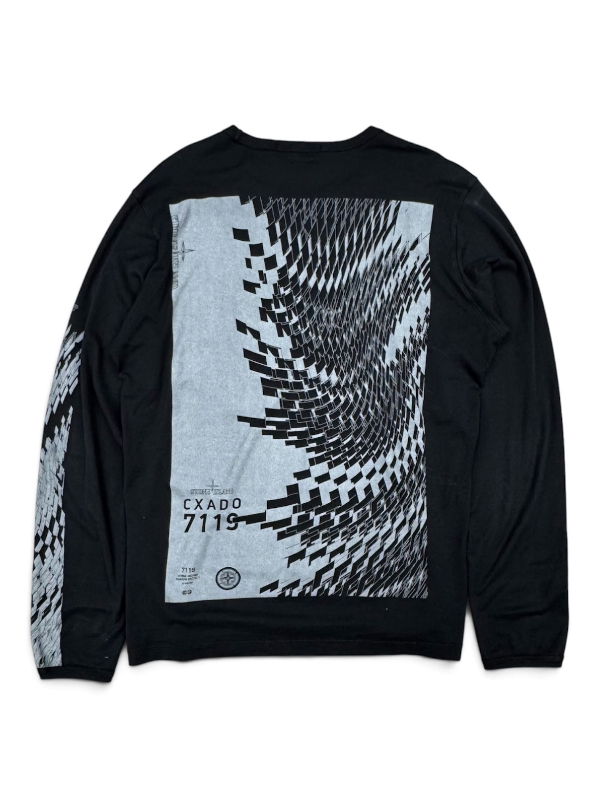 Stone Island Shadow Project Black CXADO 7119 Graphic Long-Sleeve T-Shirt - Small