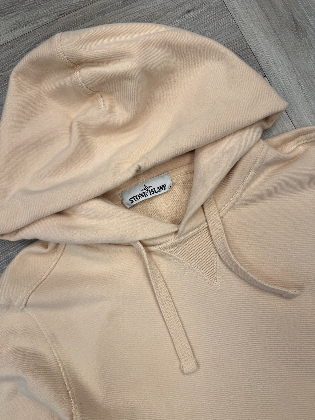 Stone Island Light Pink Garment-Dyed Pullover Hoodie - Small