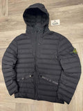Black Stone Island Loom Woven Down Chambers Stretch Nylon-TC Puffer Coat