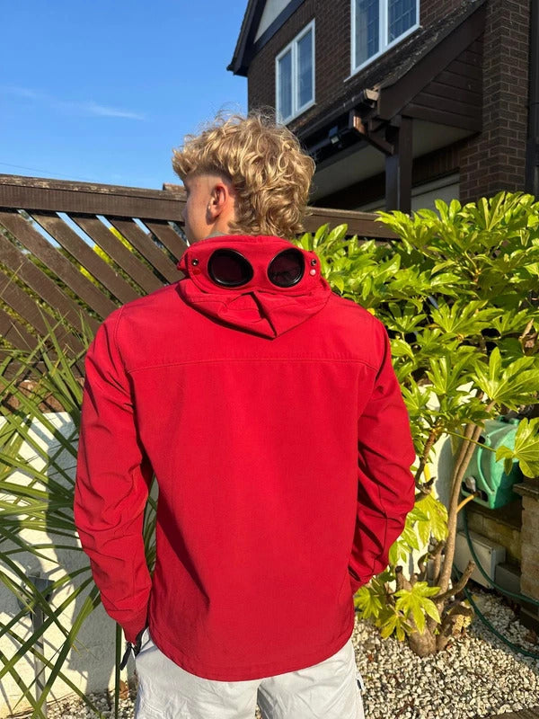 C.P. Company Goggled Soft Shell Jacket in Red