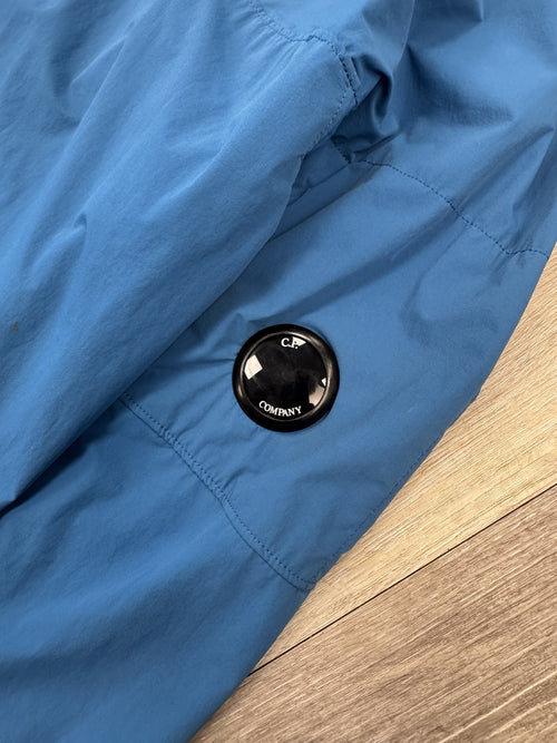 C.P. Company Blue Stretch Nylon Lens Hooded Smock - Small