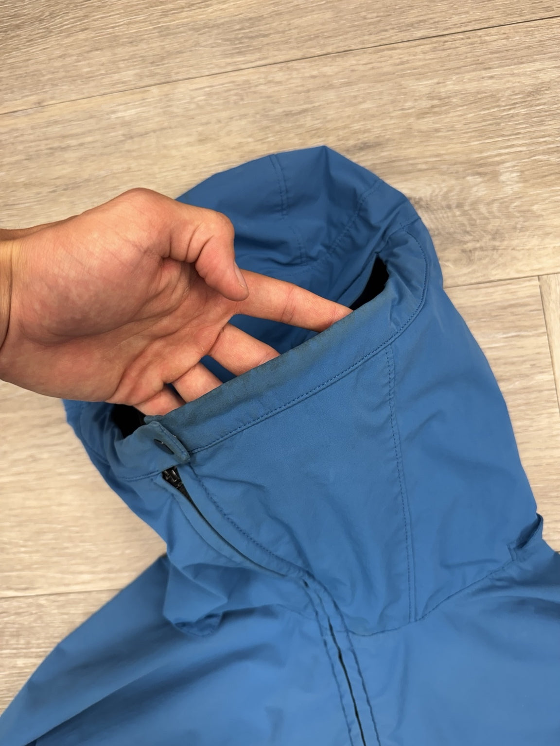 C.P. Company Blue Stretch Nylon Lens Hooded Smock - Small