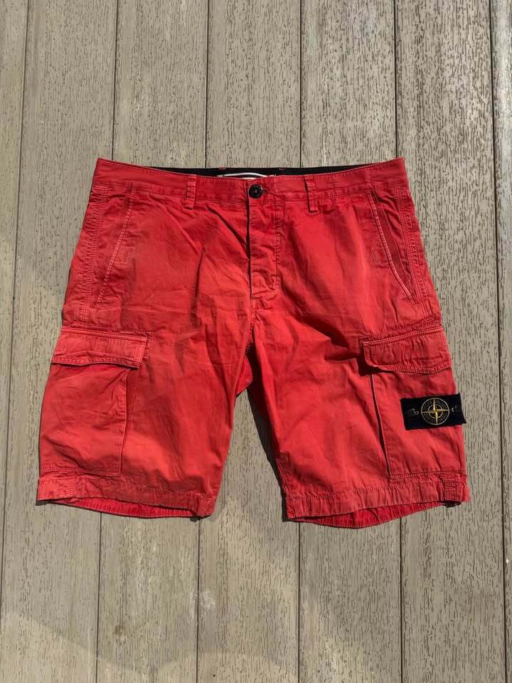 Red Stone Island Cargo Shorts