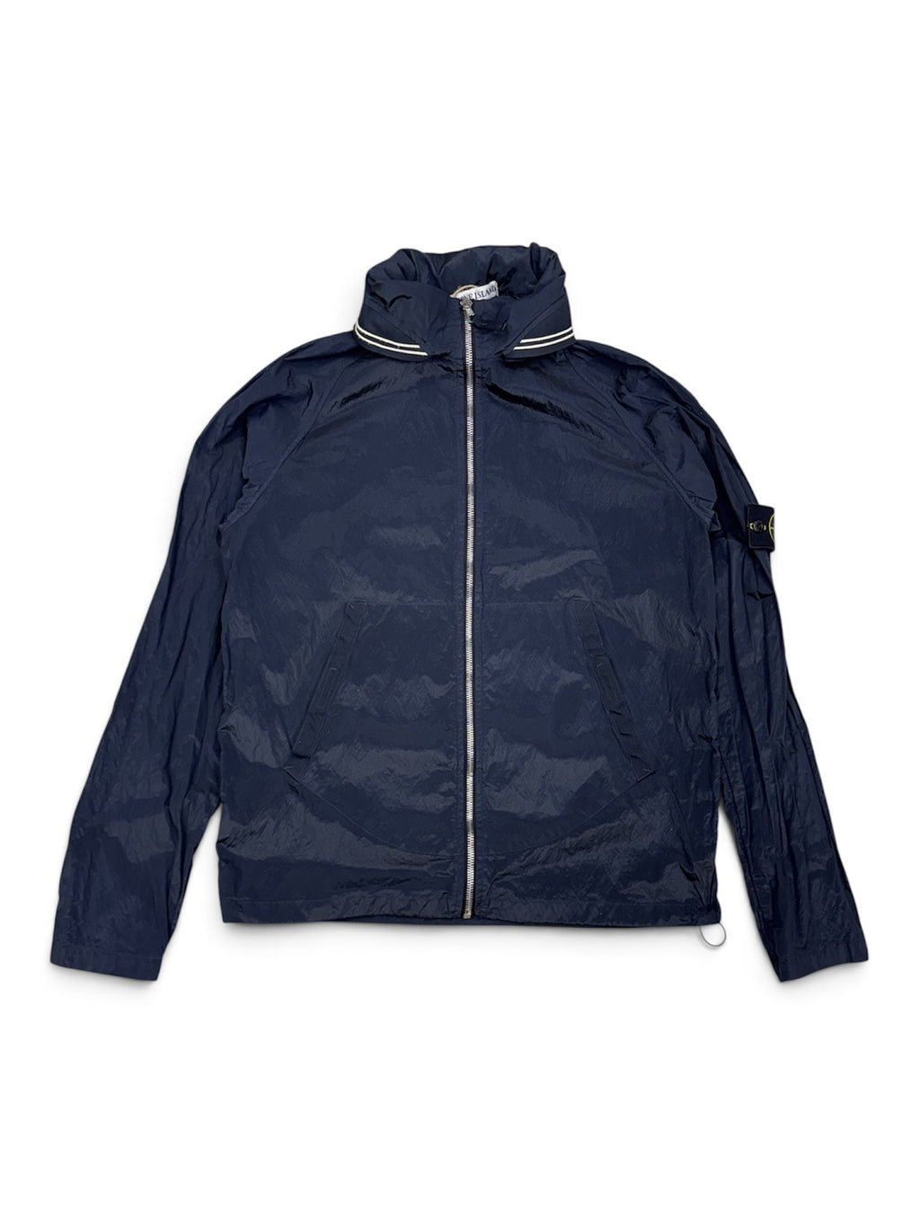 Stone Island Vintage Navy Full Nylon Hooded Jacket - Medium