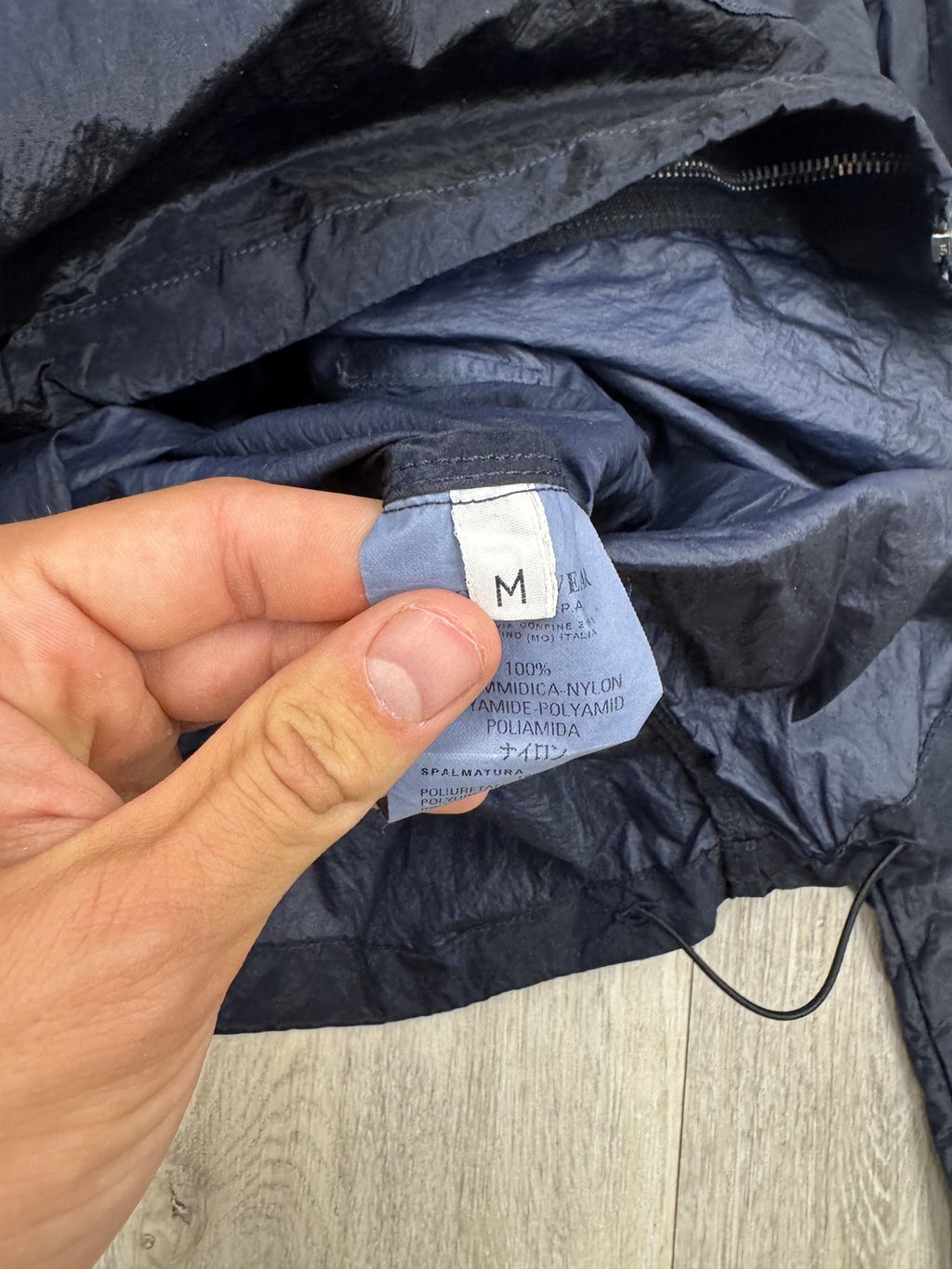 Stone Island Vintage Navy Full Nylon Hooded Jacket - Medium