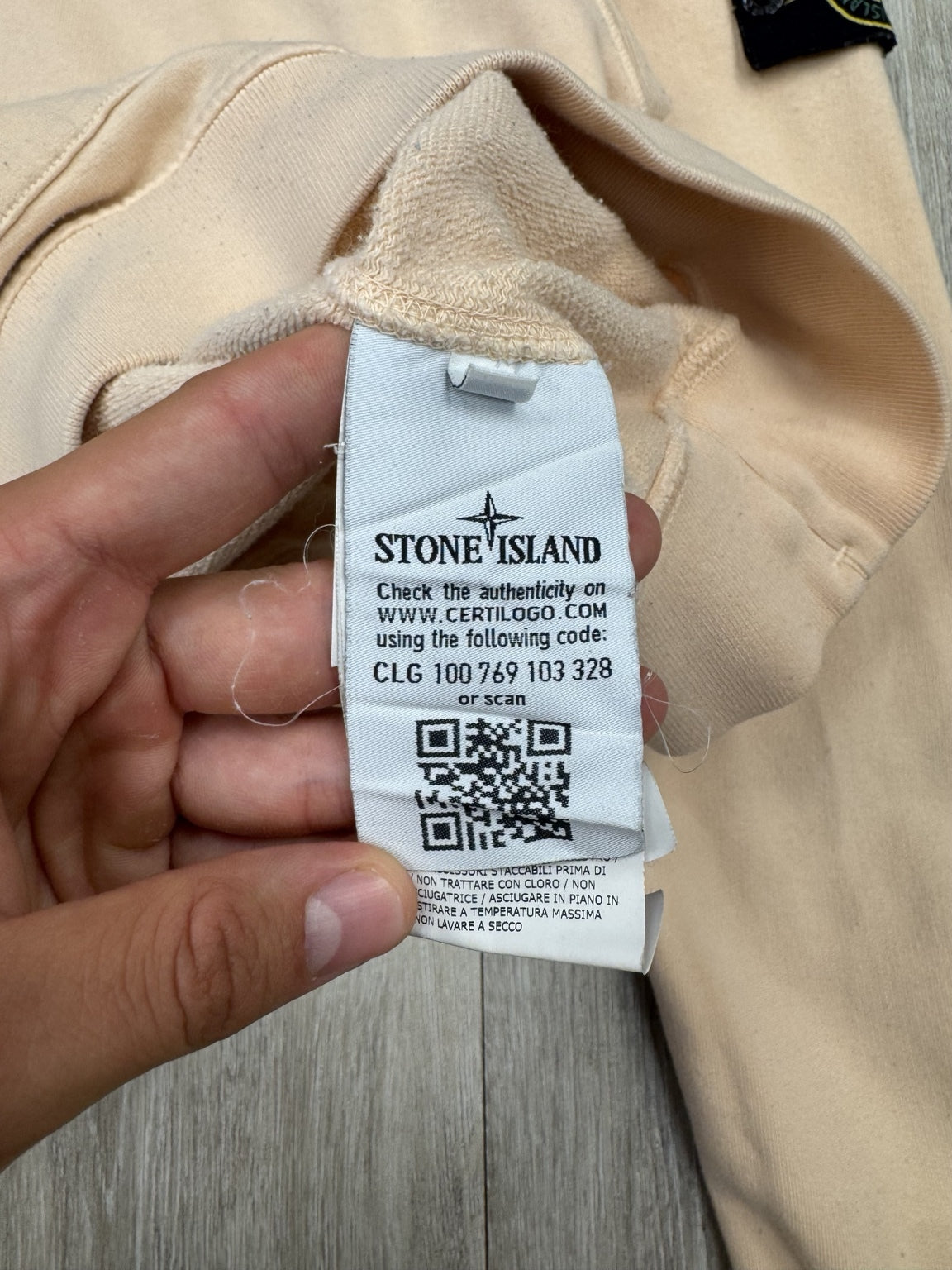 Stone Island Light Pink Garment-Dyed Pullover Hoodie - Small